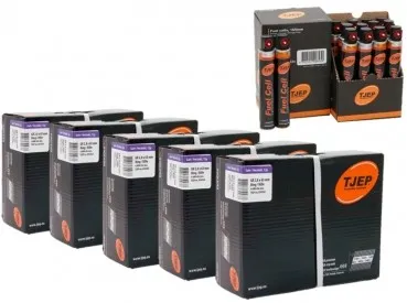 TJEP GR 28/63 D-Kopf Streifennägel Rille Verzinkt, 5 Pakete + GAS