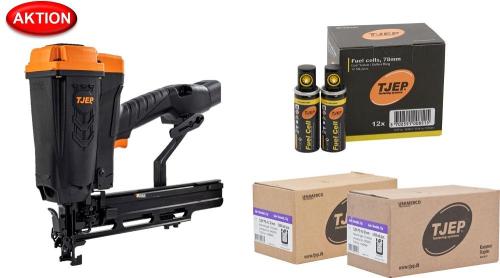 Preview: TJEP PZ-16/50 GAS 3G Klammergerät inkl. 2 Boxen Klammern, 12 Gaskartuschen
