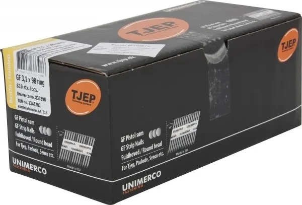 TJEP GF 31/98 Streifennägel 34° Rillen Rostfrei A4, Handybox