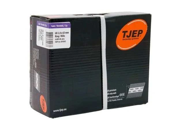 TJEP GR 28/63 D-Kopf Streifennägel 34° Rille Verzinkt, 2,8x63mm Jumbobox