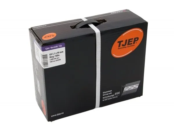 TJEP GR 31/90 D-Kopf Streifennägel 34° Rille Verzinkt, 3,1x90mm Jumbobox